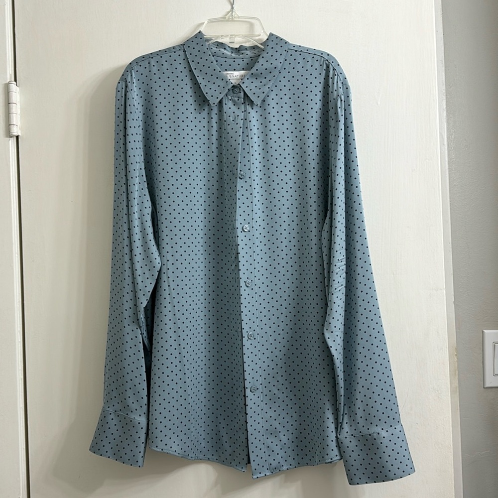 Nordstrom silk polka dot button up shirt